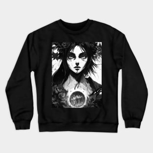 The Coven's Curse: A Dark Art Print in Black and White Crewneck Sweatshirt